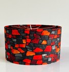 New Handmade Red Marble Stone Pattern On Velvet Drum Lamp Shade 25 X 21cm H