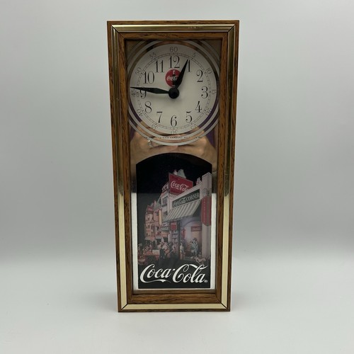 VTG Coca Cola Mirrored Wall Clock Wood Battery Powered Bar Pub Clock 12.75"x5.5"