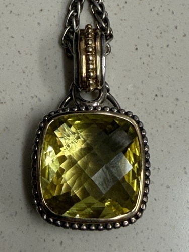 Lemon Quartz Pendant Necklace 925 Sterling Silver 18K - Picture 2 of 5