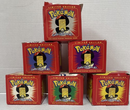 Burger King 1999 Pokemon 23K Gold Plated Card Set 6 Komplett Alle Roten Boxen