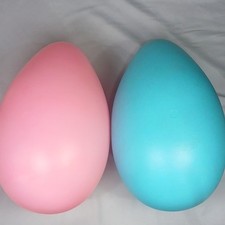 Large Pink Blue Plastic Easter Egg Outdoor Ornaments, 2pcs, 30cm Matte