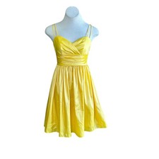 WTOO by Watters & Watters Dress Yellow Satin Prom Spaghetti Straps Size 2