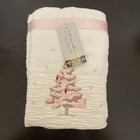 NWT Midwinter Modern Pink Christmas Tree Embroidered 2 Pack Bathroom Hand Towels