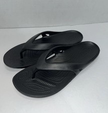 Crocs Womens Black Iconic Comfort Flip Flops Thong Sandals Sz 9 Casual Beachy