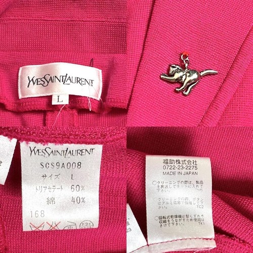 Yves Saint Laurent long-sleeved knit cardigan with gold buttons in pink - Picture 10 of 10