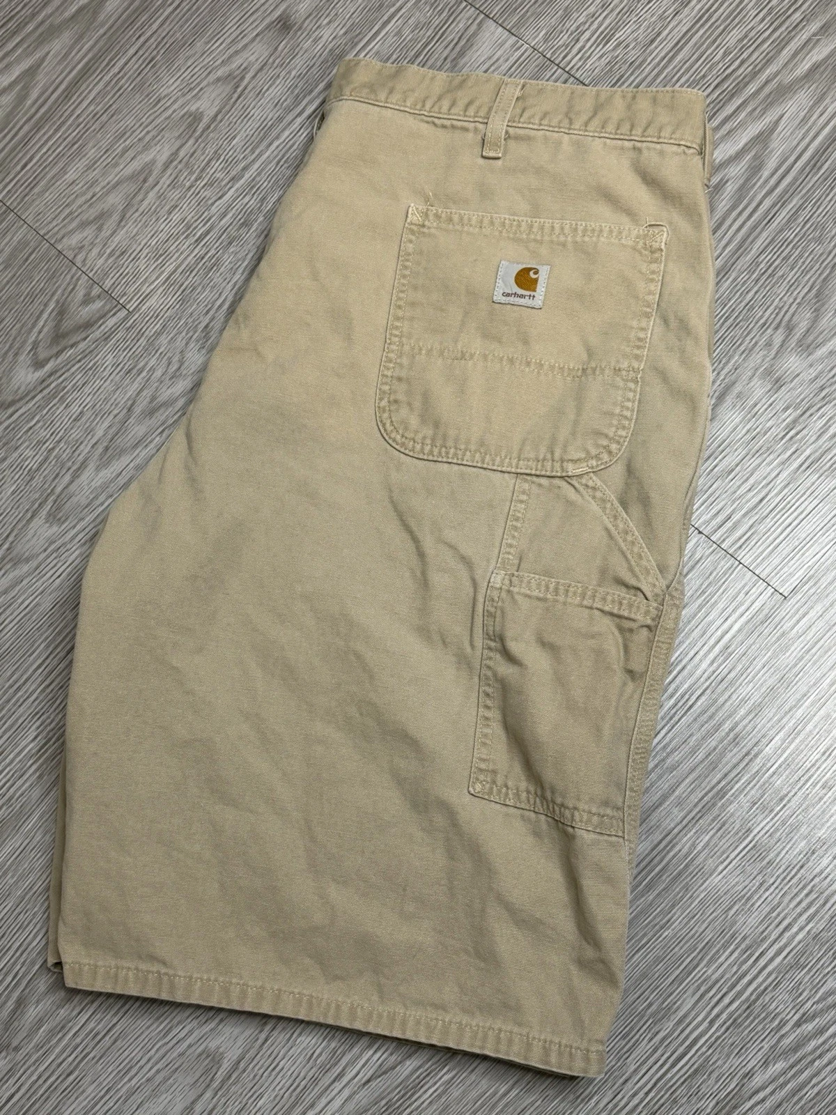 Carhartt Canvas Cargo Shorts Mens 42 Beige Khaki Work Utility B278 10” Inseam