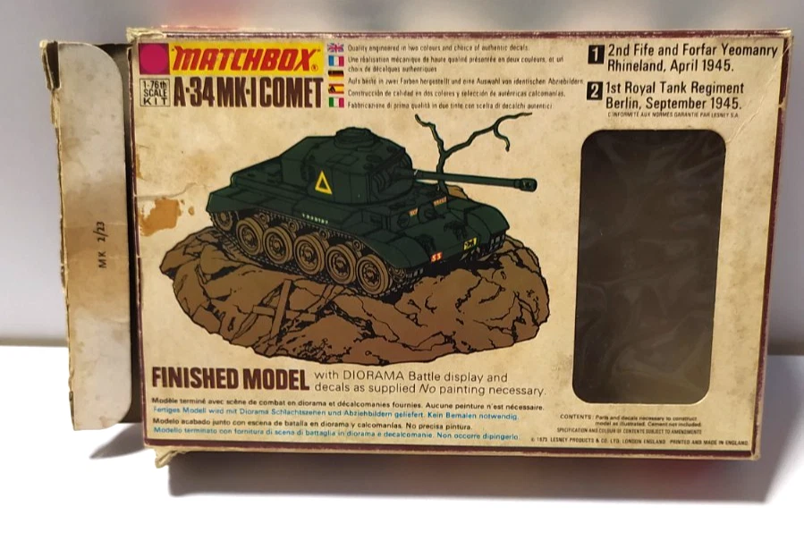 MATCHBOX USATO 1:76 KIT CARRO ARMATO A-34 MK-1-COMET PK-72 - Immagine 2 di 3