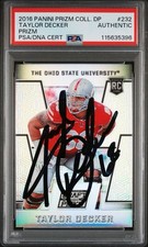 Taylor Decker Autograph 2016 Panini Prizm Draft Picks Silver Rookie Card - PSA