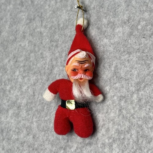 Vintage Santa Claus Mini Bean Bag Christmas Ornament Rubber Face 4” Japan 50s - Picture 1 of 8