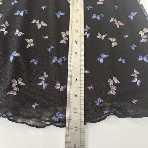 Aeropostale Mini Slip Dress S Black Butterflies Mesh Milkmaid Festival 90s Y2K - Picture 12 of 12