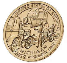 2025-D American Innovation Dollar. Michigan. 1930’s Era Assembly Line. UNC BU