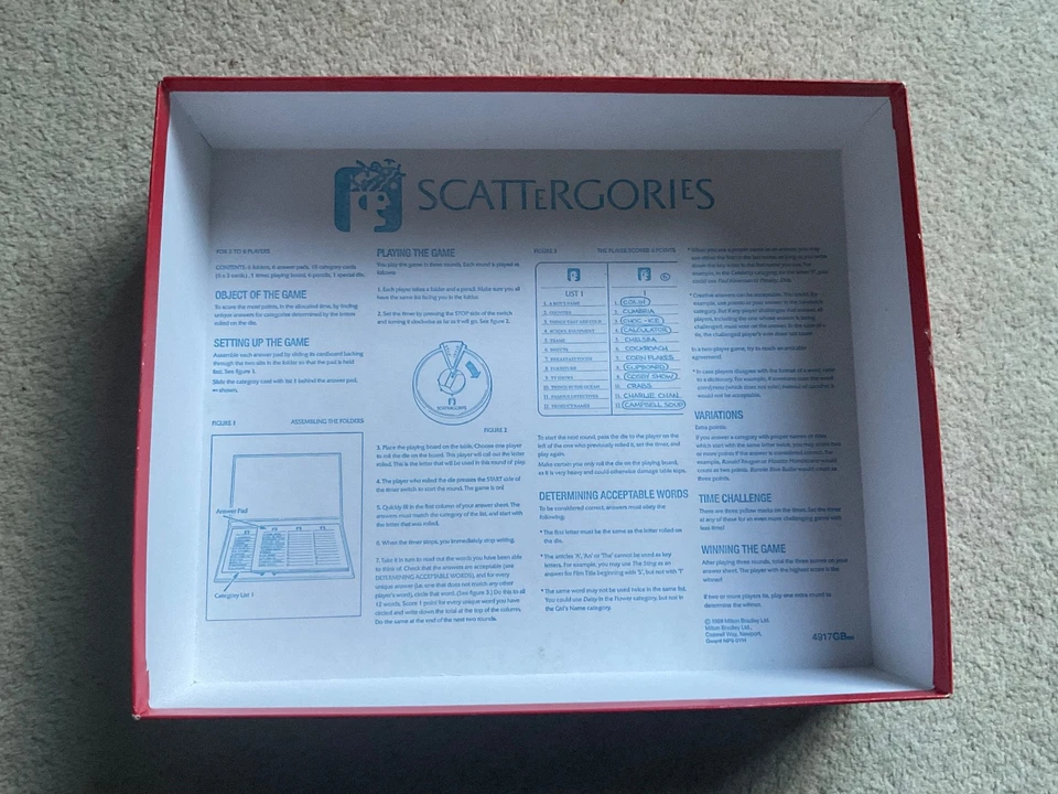 Scattergories Board Game MB 2-6 Players 1993  - Classic Red box version - VGC - Image 4 of 4