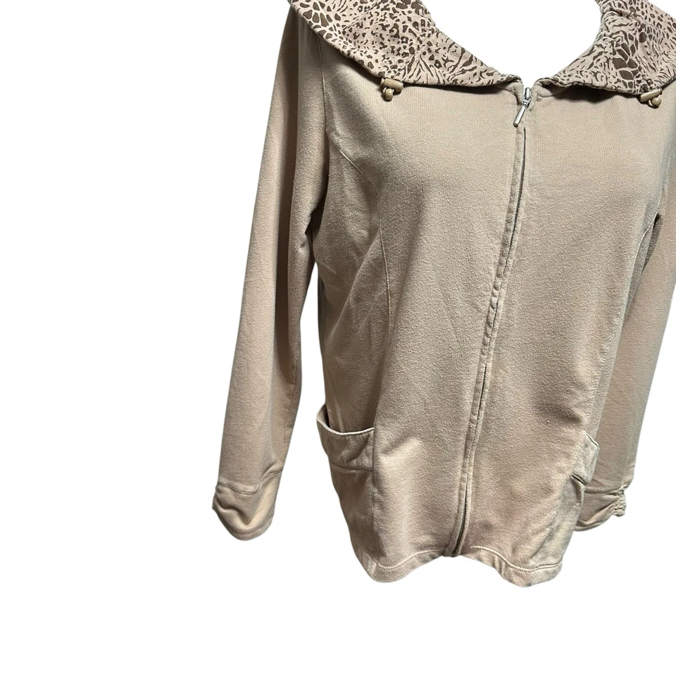 Chaqueta XL beige manga larga cremallera completa Allyson Whitmore Weekend para mujer Foto 3 de 4