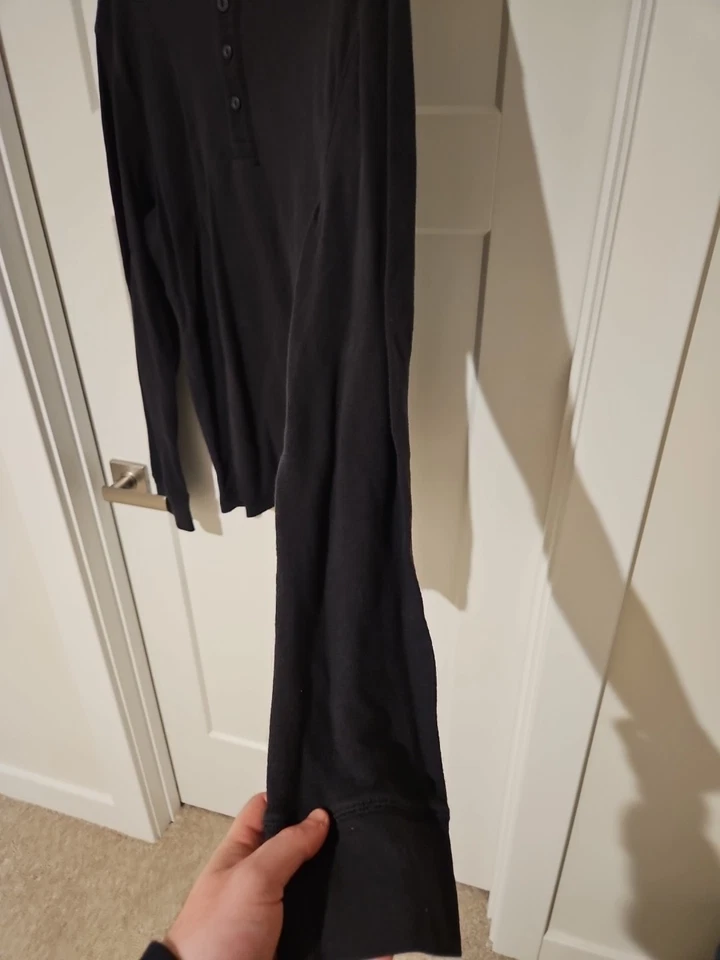 Sudadera Henley Para Hombre Negra Sonoma Waffle Manga Larga Talla L Foto 4 de 4