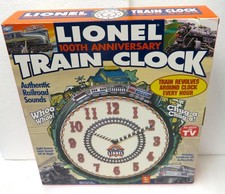 Lionel 100th Anniversary Train Clock  w/Sounds & Revolving & Moving  7183 NIB