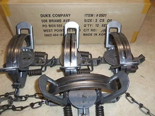 4 Duke # 3 OFFSET Coil Spring Traps 0501 Bobcat Coyote Lynx Trapping Nuisance