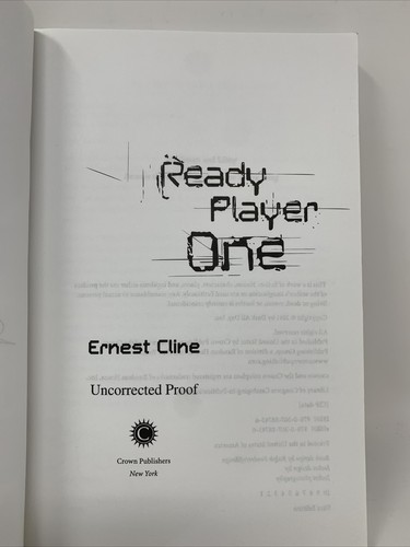 Ready Player One By Ernest Cline Signed Uncorrected Proof ARC Advance Reader Ed - Imagen 3 de 11
