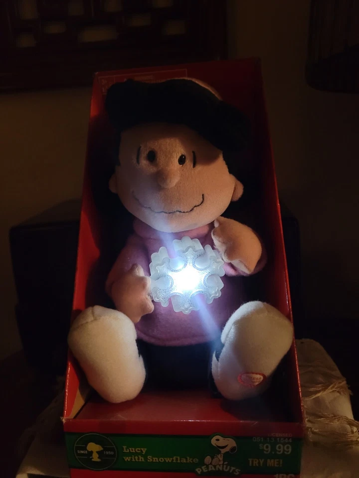 Peanuts Lucy with Snowflake 9” Holiday Music Toy Plush Figure - Image 2 of 4