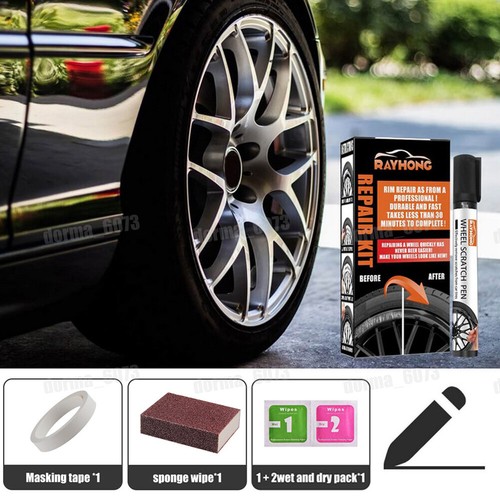 Black Car Wheel Rim Scratch Repair Pen Kit Touch Up Paint Tool Auto Accessories - Picture 2 of 11