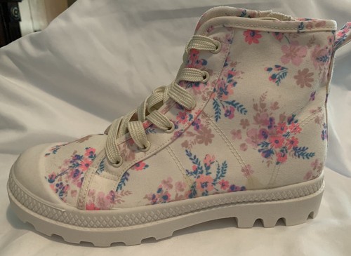 FabKids Mädchen Anstoßsohle rosa Blumen High-Top Reißverschluss Turnschuhe Kinder Mädchen Größe 4 - Bild 2 von 5