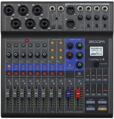 ZOOM LiveTrak L-8 8ch Live Podcast Digital Mixer and Recorder - Picture 2 of 5