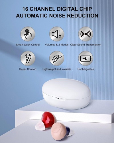 16-Channel Digital Rechargeable OTC Hearing Aids w/ Intelligent Noise Reduction - Picture 2 of 6