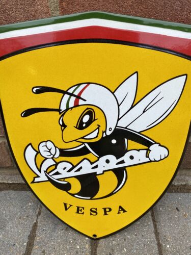 Vespa Vintage Style Scooter Garage Workshop Advertsing Metal Enamelled Sign - Picture 4 of 5