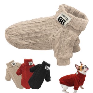 Knitted-Dog-Sweater-Chihuahua-Clothes-Winter-Knitwear-Pet-Puppy-POLO-Neck-Jumper