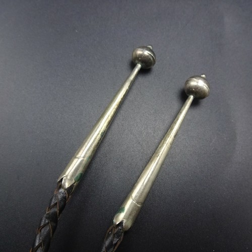 OLD Vintage Heavy Hand-Stamped Sterling Silver TURQUOISE Snake Motif BOLO - Picture 9 of 12
