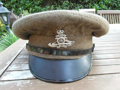 WW1 WW2 style British Army Khaki Serge Peaked Cap Dress Parade L / XL Officer - Picture 3 of 12