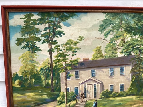 Rhode Island Künstler Robert Haun 1903-1975 Öl/Leinwand Tafel Kolonialhaus - Bild 2 von 11