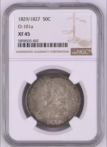 1829/1827 Capped Bust Half Dollar .50C O-101a NGC XF 45 Undergraded Crusty