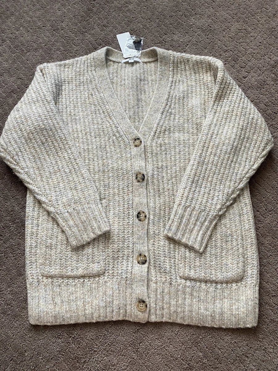 uniqlo womens low gauge v neck long sleev cardigan natural size S $49.90