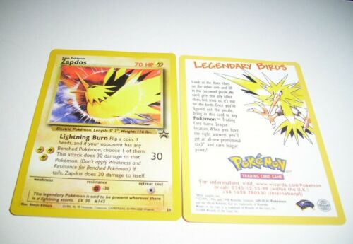 POKEMON CARD ZAPDOS LEGENDARY BIRDS BLACK STAR PROMO No. 23 - Foto 4 di 5