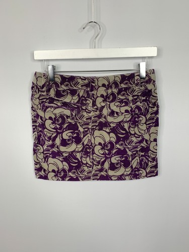 Mambo Skirt Size UK 8 Corduroy Mini Purple Floral Short Summer Cotton 90s - Picture 2 of 11