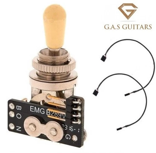 EMG 3 POS CHROME GIBSON STYLE TOGGLE 3 WAY SWITCH IVORY B289 & WIRES