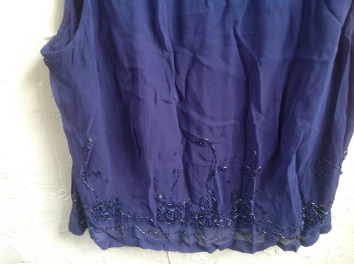 ❤️❤️❤️*New🏷 BHS 20 Lovely Navy Blue Beaded Top Party/cruise🎉🚢 - Imagen 3 de 4