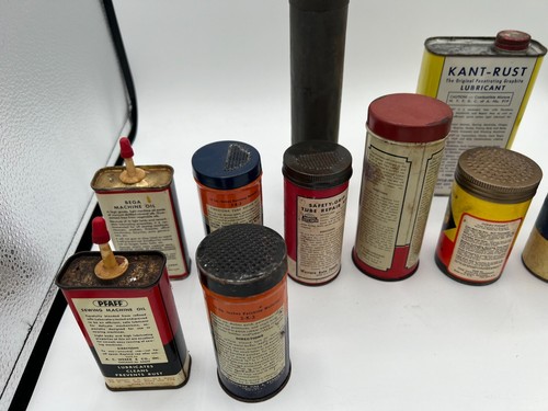Lot of 12 Vintage Tins Tube Repair Sewing Oil Lubricant Parker Ink - Picture 7 of 8
