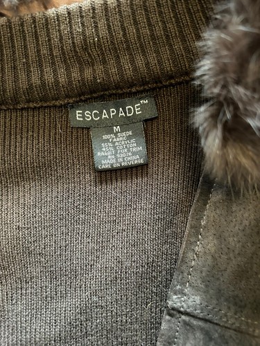 Chaqueta Suéter Escapade Gamuza Marrón con Cremallera Completa con Cuello de Piel Desmontable, Talla M - Imagen 5 de 8
