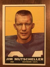 Jim Mutscheller 1961 Topps # sharp corners, off center, clean back, ex