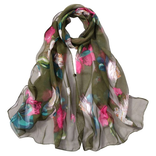 Women Long Scarves Soft Silk Wrap Lady Shawl Chiffon Scarf Thin Breathable Scarf - Picture 24 of 48