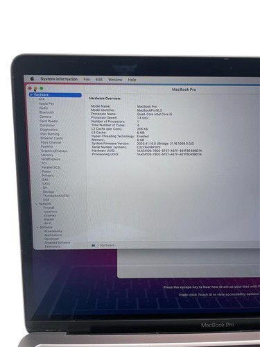 APPLE MACBOOK PRO A2289 2020 13" i5 1,40GHz 8GB 512GB - KLASA D - Zdjęcie 2 z 12