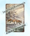 1983 Hawbaker's Trapping Trapper Hunter Supply hunting fox snow tin sign decor