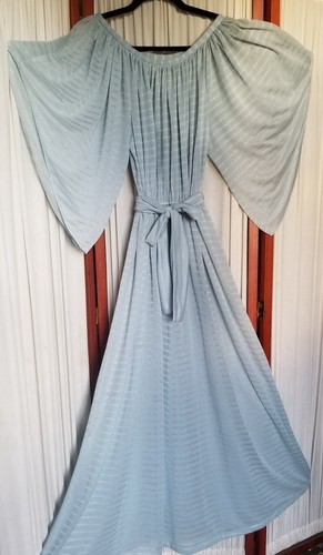 Women's Dress Light Blue 70s 80s SOLO SAN FRANCISCO Removable Belt Midi - Picture 1 of 7