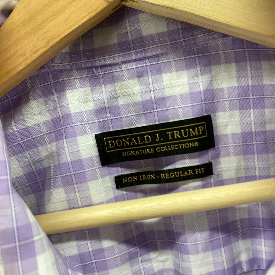 Camisa Donald J. Trump Hombre 36/37 Púrpura Cuadros Abotonada Calce Regular Manga Larga Foto 4 de 4