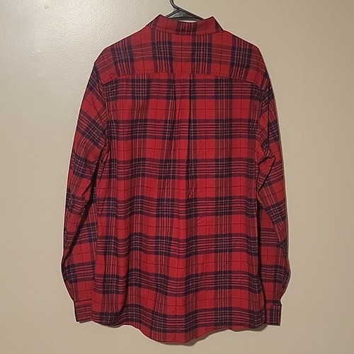 Eddie Bauer Button Down Longsleeve Plaid Shirt Red Black Classic Fit Mens Size L - Picture 4 of 4