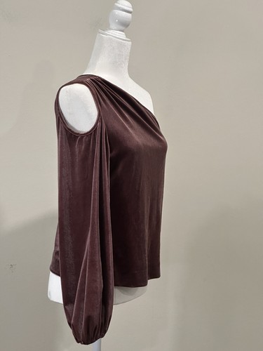 Rebecca Minkoff Damen Samt One Shoulder Bluse Top Mauve Größe X-Small - Bild 6 von 12
