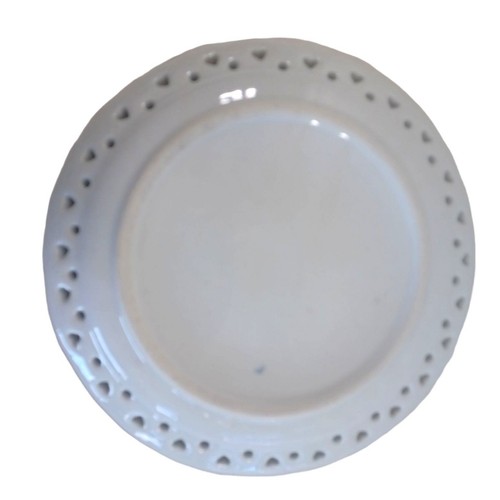 Vtg 8" Delf Blue Hand Painted Floral Heart Cutout Lace Edge Decorative - Picture 8 of 9