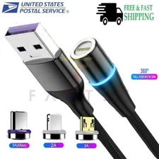  Magnetic Phone Charging Cable 3A  iPhone  IOS/ Android Type-C  Micro USB Cord 