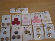 Vintage Button Collection Le Chic Sewing Buttons on Cards 30 Buttons on 12 Cards